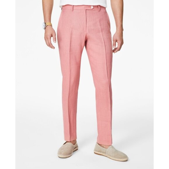 Tommy Hilfiger Mens Modern Fit Pure Linen Comfortable Pants Red Size 38x34 NWT - Picture 2 of 5